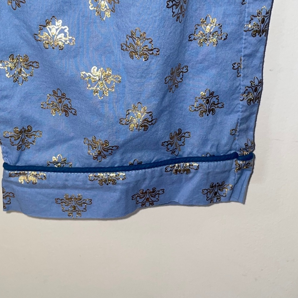 Disney Pajama Pants Women's Medium Blue Gold Damask Print Lounge Sleepwear - Picture 10 of 13